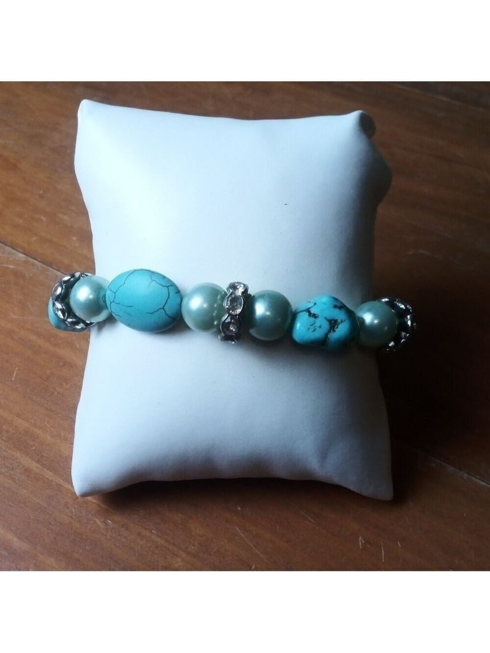 Bracelet Turquoise Silver Beads Stones